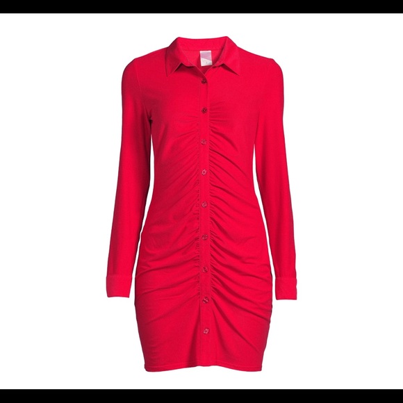 No Boundaries junior ruched button front dress brilliant red XXL (19) - Picture 1 of 8